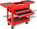 Gereedschapswagen voor werkplaats en doe-het-zelvers van staal met vakken en mobiele wielen, afmetingen 70,5 x 37 x 71 cm