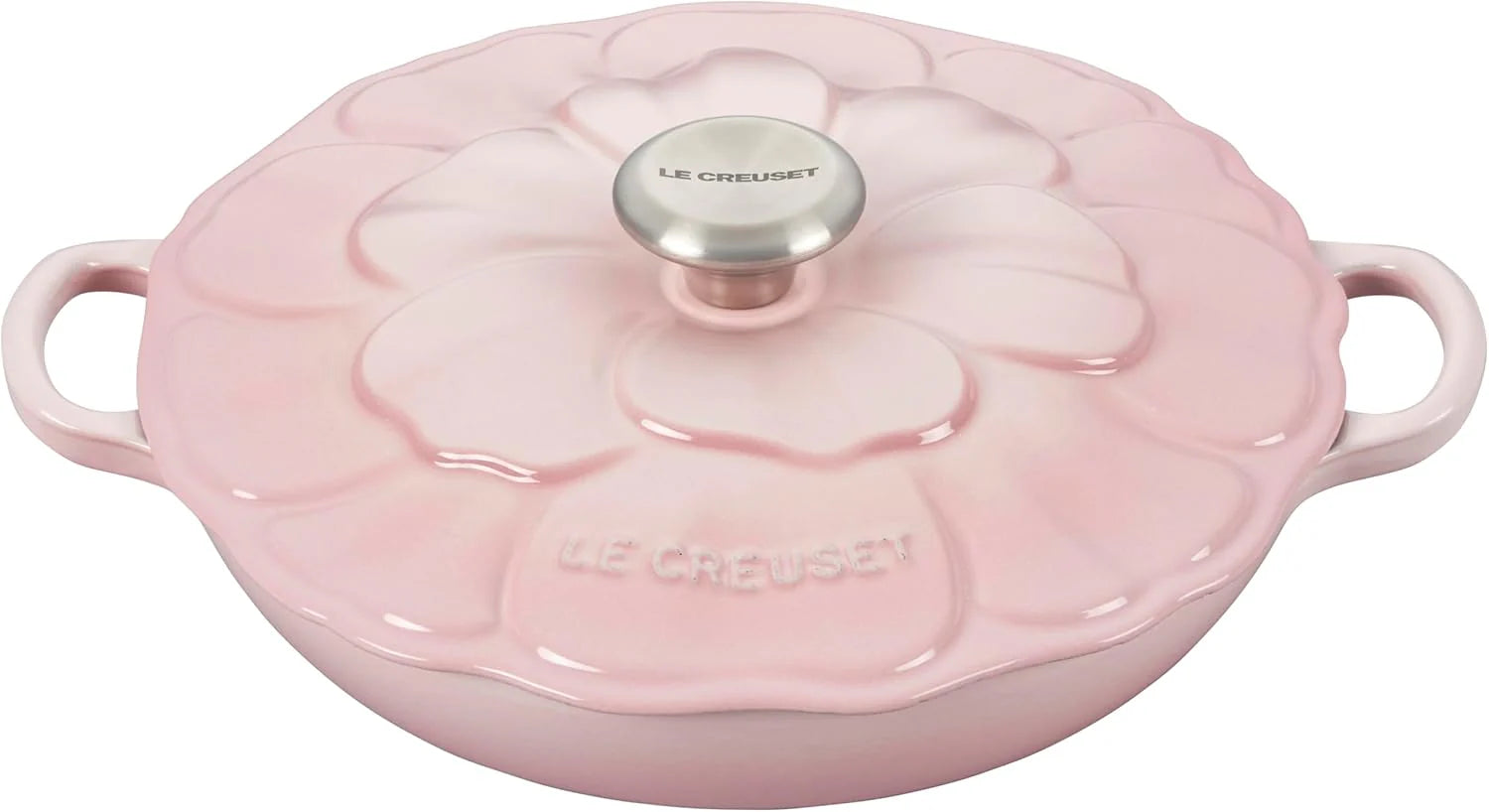 Le Creuset Signature geëmailleerde gietijzeren bloemblaadjes braadpan, 2.25qt., Shell Pink