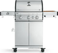 BURNHARD® 3 Branders gasbarbecue FRED Deluxe BLACK Series 3 incl. achterbrander, keramische 900°C infraroodbrander, zijkookplaat, RVS grillrooster + uitklapbare zijtafels