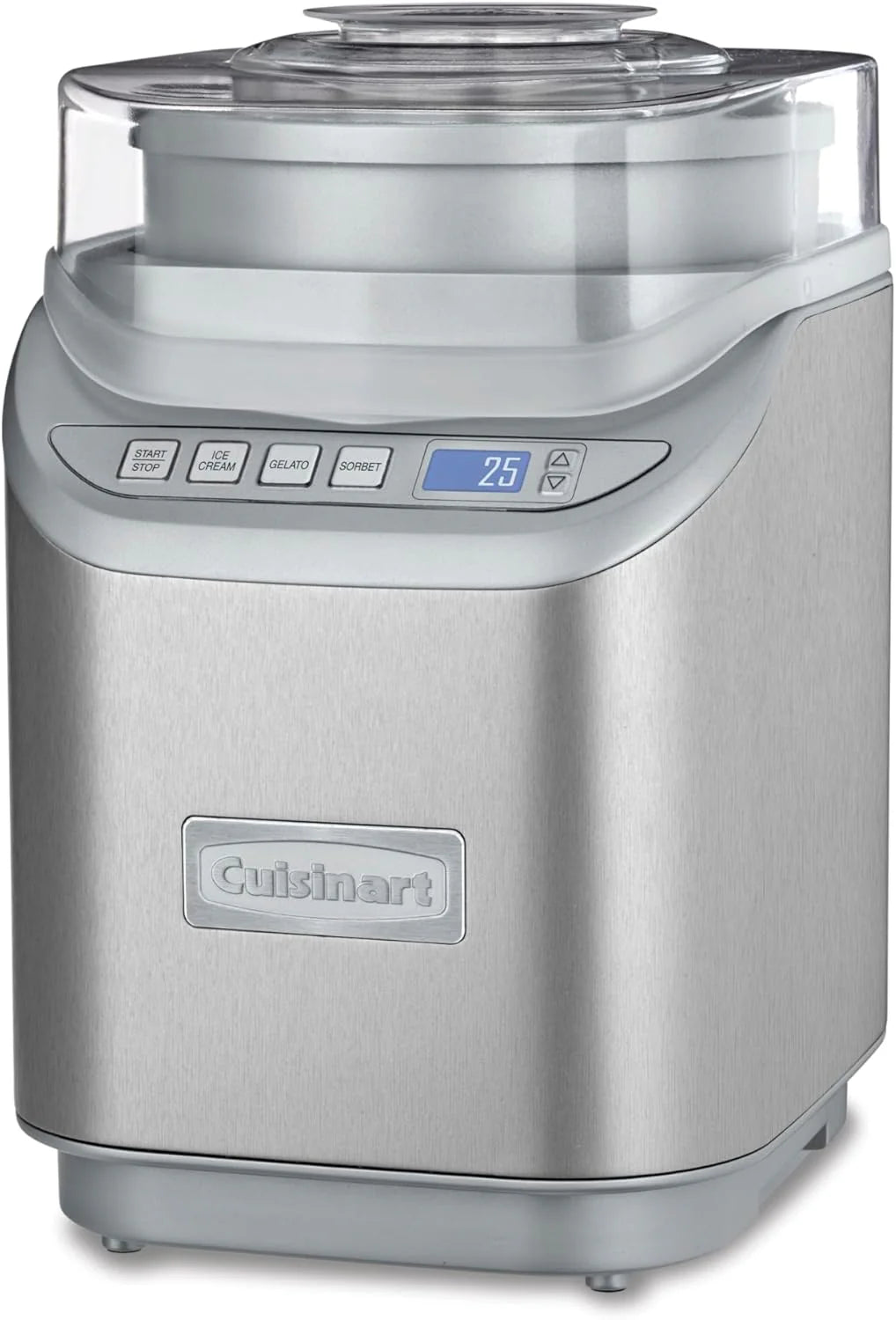 Cuisinart IJsmachine, 2-Quart roestvrij staal voor bevroren yoghurt, gelato, sorbet, klaar in 20 minuten, LCD-scherm en timer, ICE-70P1