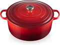 Le Creuset Signature 2117726444 Braadpan met deksel, rond, geëmailleerd gietijzer, 26 cm, 5,3 liter, Flint(kersenrood/13.25 Qt)