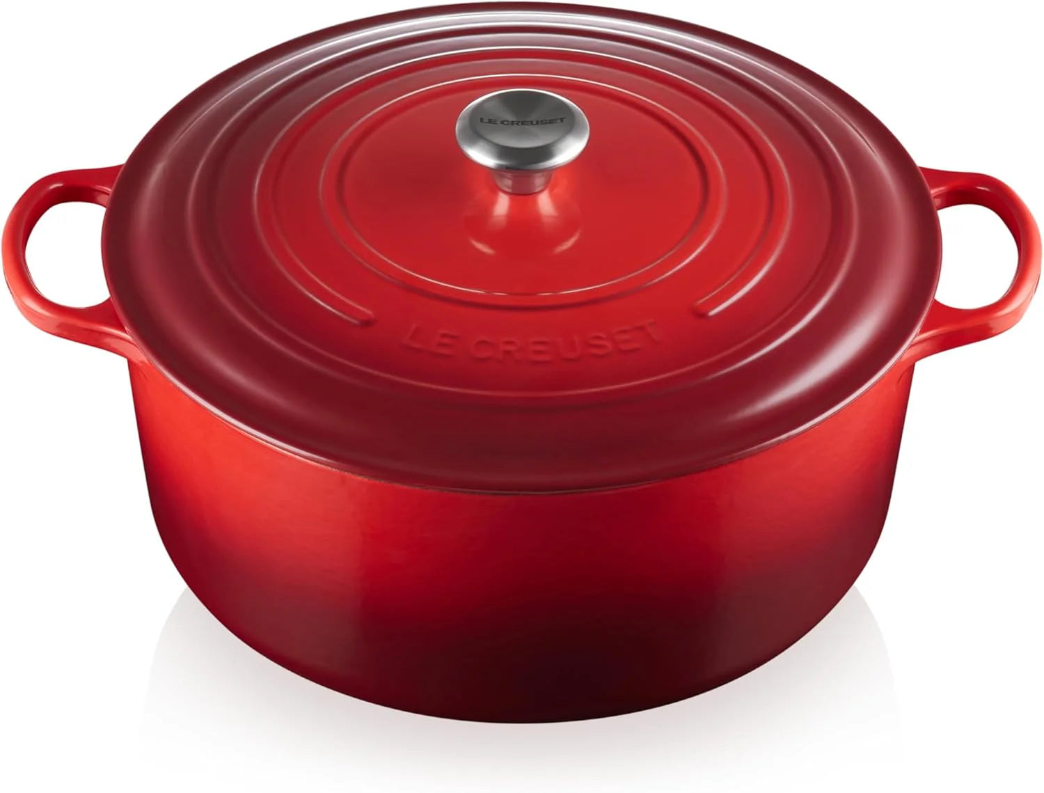 Le Creuset Signature 2117726444 Braadpan met deksel, rond, geëmailleerd gietijzer, 26 cm, 5,3 liter, Flint(kersenrood/13.25 Qt)