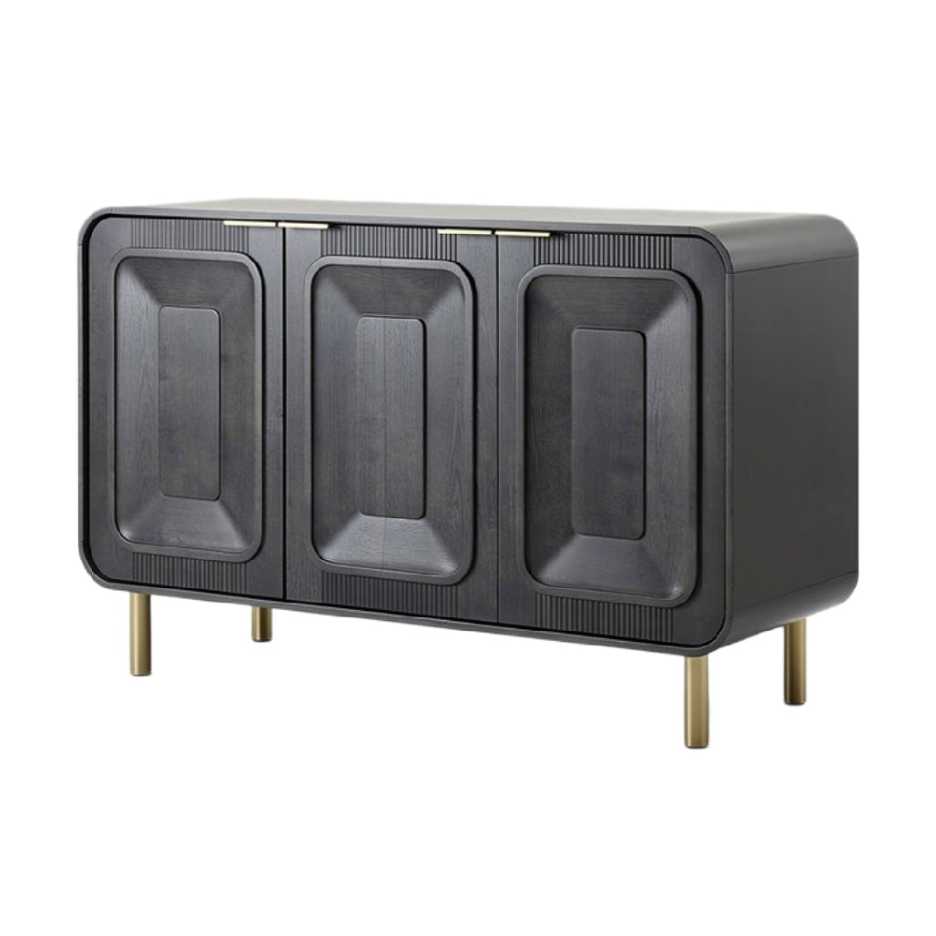 Moderne Zwarte Dressoir met Drie Deuren en Gouden Pootjes