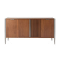 **Moderne Houten Dressoir met Metalen Poten en Geribbeld Deurtje**