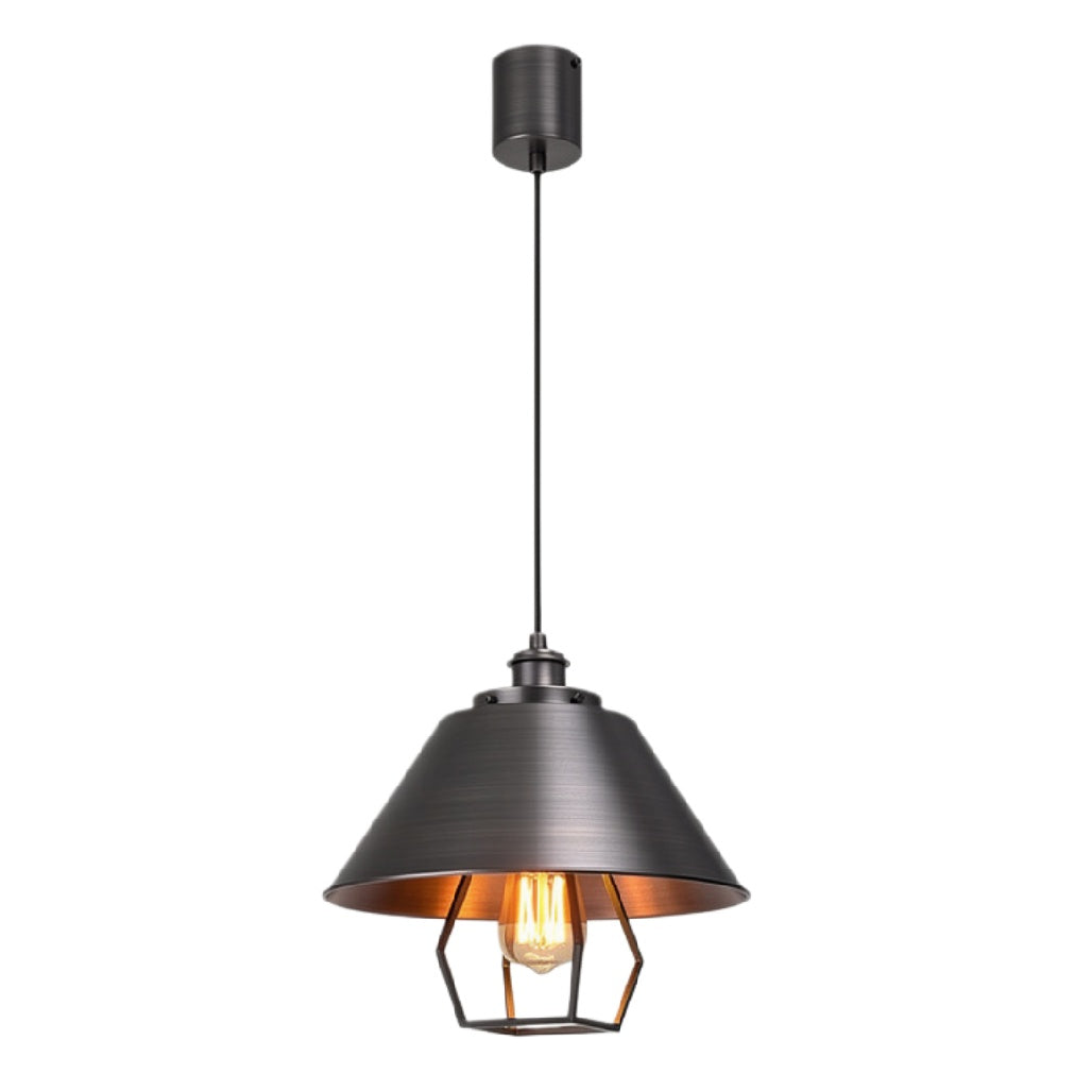 "Industriële Hanglamp met Zwart Metalen Kappen en E27 Fitting"