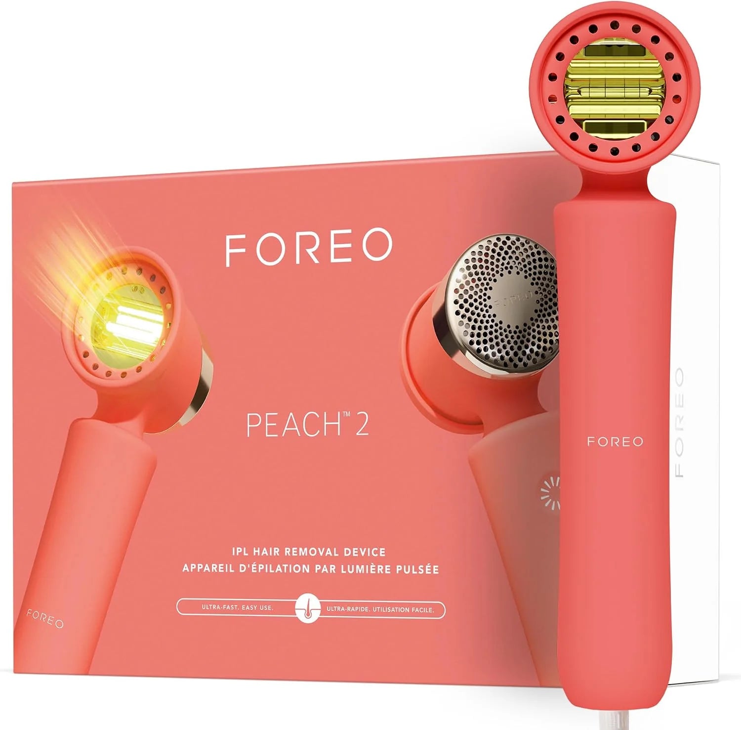 FOREO Peach 2 IPL ontharingsapparaat voor gladde huid, 10 minuten haarverwijderaar voor volledig lichaam en gezicht, permanente ontharing, alternatief voor laser ontharing, huidkoelingstechnologie