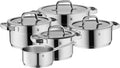 WMF 790556380 Compact Cuisine Pannenset 5-delig, Stapelbaar tot 4 producten, Cromargan RVS, TransTherm universele bodem, Glazen deksel, Brede schenkrand