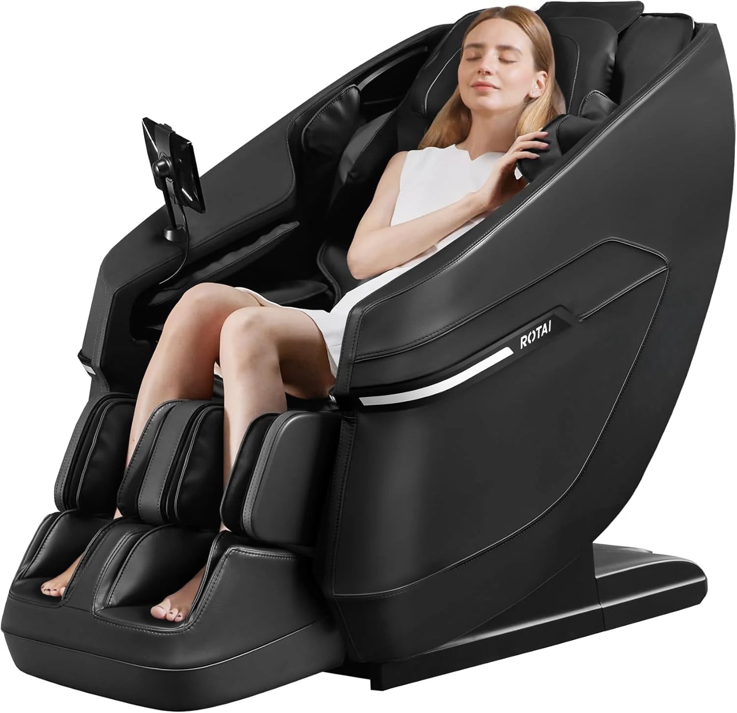 ROTAI Massagestoel- 3D - Robotarm, Lendenverwarming Voetrolmassage, met Spraakbediening - Schouderontspanning voor Thuisgebruik(Zwart)