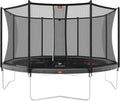 BERG Favorit Trampoline Regular | Safety Net Comfort Veiligheidsnet | Ronde tuintrampoline voor kinderen | Airflow springdoek | SoloSpring veren | UV-bestendige randafdekking(Grijs/Ø 430 (Levels))