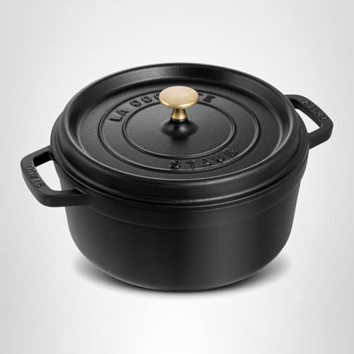 Staub Cast Iron 7-qt Round Cocotte - White Truffle, Made in France