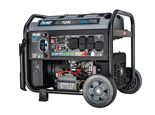 Pulsar GD10KBN 10500W Dual Fuel Home Backup Portable Inverter Generator with Wheel Kit and Electric Start RV Ready