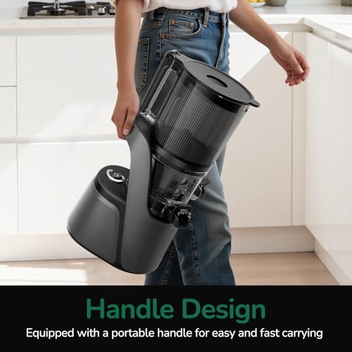 Canoly C16 Cold Press Juicer, with a 6" Wide Chute & Self-Precut, 3-in-1 Strainers (Juice & Sorbet & Nut Milk), BPA-Free Construction, Powered by a