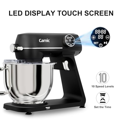 8.45 QT All Metal Stand Mixer,10 Speed Large Capacity Kitchen Mixer with Digital Timer & Tilt-Head, Electric Mixer with Whisk Dough Hook Mixing