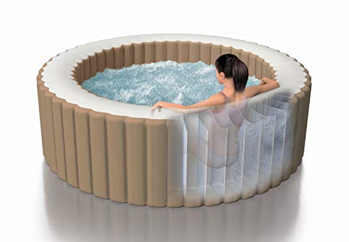 INTEX 28425EH PureSpa Bubble Massage Spa Set Outdoor Inflatable Portable Hot Tub, Includes Energy Efficient Spa Cover, Saltwater System Ready, 4
