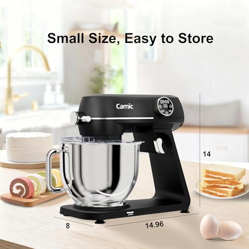 8.45 QT All Metal Stand Mixer,10 Speed Large Capacity Kitchen Mixer with Digital Timer & Tilt-Head, Electric Mixer with Whisk Dough Hook Mixing