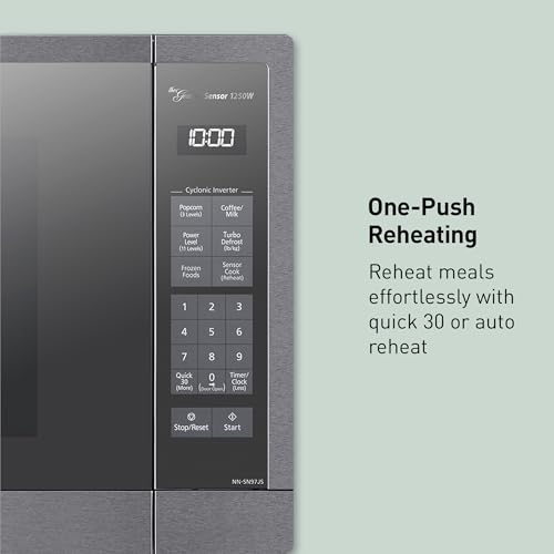 Panasonic Microwave Oven, Stainless Steel Countertop/Built-In Cyclonic Wave with Inverter Technology and Genius Sensor, 2.2 Cu. Ft, 1250W, NN-SN97JS