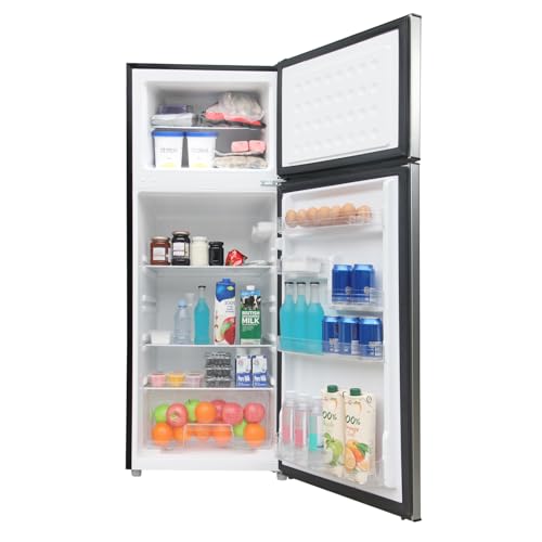 Frigidaire, 2 Door Apartment Size Refrigerator with Freezer, 7.5 cu ft, Adjustable Spill-Proof Shelves, Door & Crisper Bins, Platinum Silver, Garage