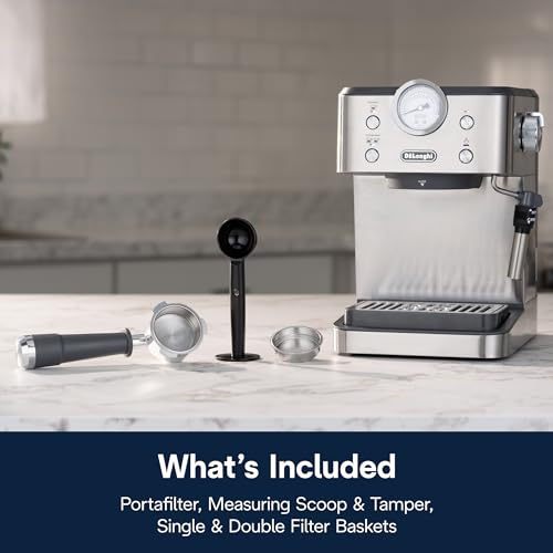 De'Longhi Dedica Maestro Plus Espresso Machine, Automatic Steam Wand, 3 Coffee Temp & Milk Foam Settings, 54oz Removable Tank, Easy-to-Clean