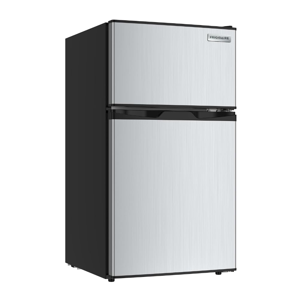 Frigidaire, 2 Door Apartment Size Refrigerator with Freezer, 7.5 cu ft, Adjustable Spill-Proof Shelves, Door & Crisper Bins, Platinum Silver, Garage