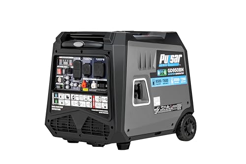 Pulsar GD10KBN 10500W Dual Fuel Home Backup Portable Inverter Generator with Wheel Kit and Electric Start RV Ready