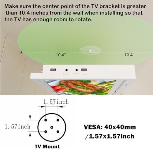SYLVOX 15.6" Under Cabinet Smart TV C 360 Rotation, 90 Flip-Down Screen, Wireless Connectivity, Space-Saving Design for Kitchen, Bedroom, or RV.