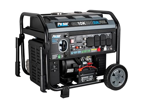 Pulsar GD10KBN 10500W Dual Fuel Home Backup Portable Inverter Generator with Wheel Kit and Electric Start RV Ready