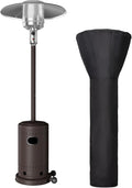 PAMAPIC Patio Heater, 42,000 BTU Quartz Glass Tube Brown Tower Propane Outdoor Heater with Cover