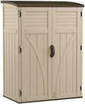 Suncast Outdoor Storage Cabinet Waterproof Resin Vertical Outdoor Storage Shed (54 cu. ft.) for Patio, Garden Tools, Cushions, & Equipment.