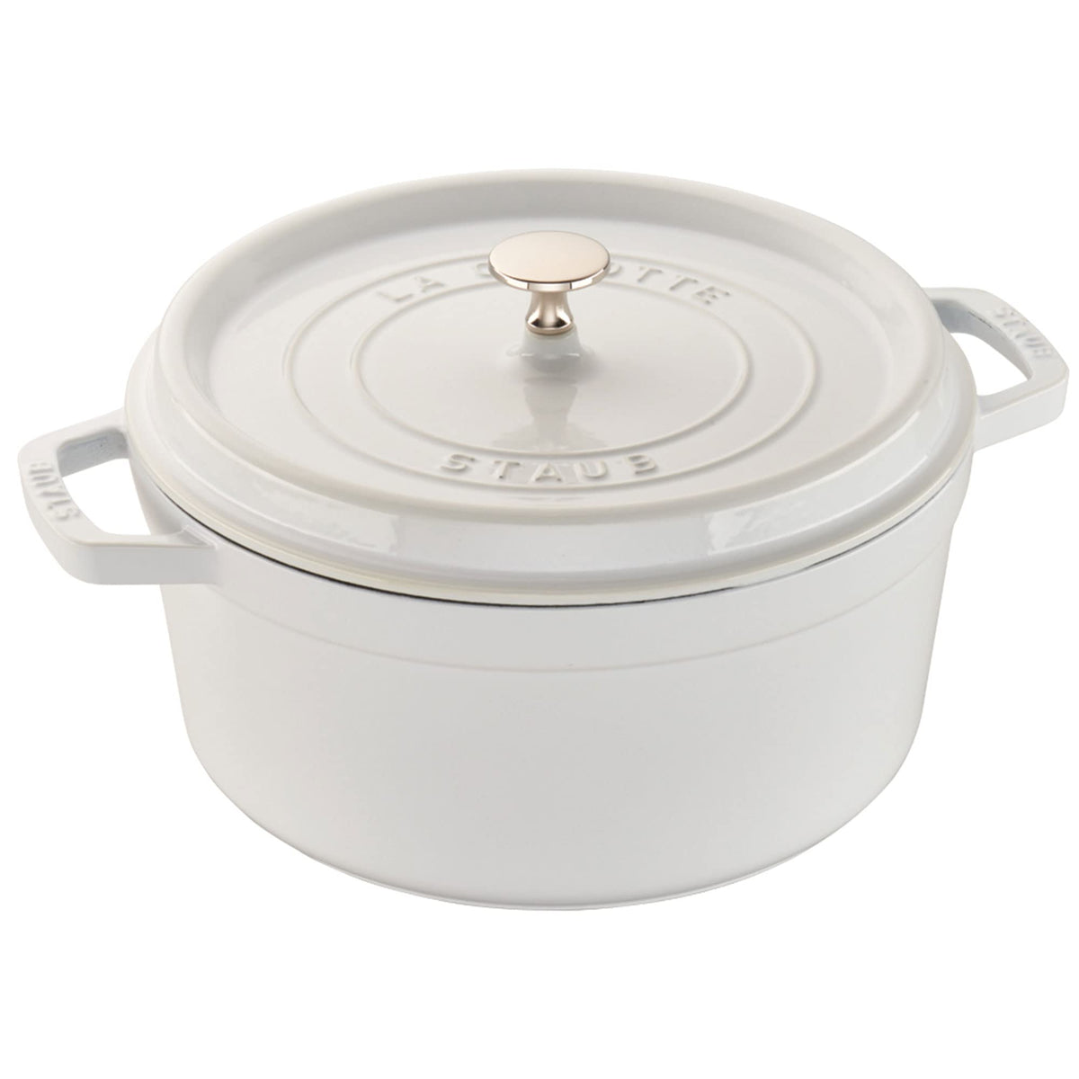 Staub Cast Iron 7-qt Round Cocotte - White Truffle, Made in France
