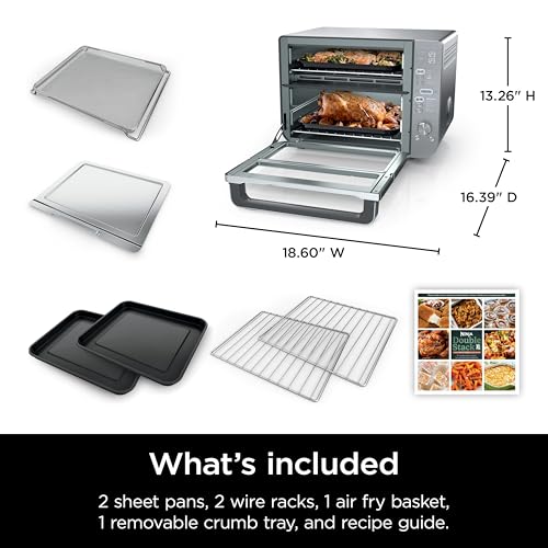Ninja Air Fryer & Toaster Oven | Double Stack XL | Countertop Oven | 12-in-1 Fits 4.5lb Chicken & 6lbs of Wings | SmartFinish Cook 2 Different Meals