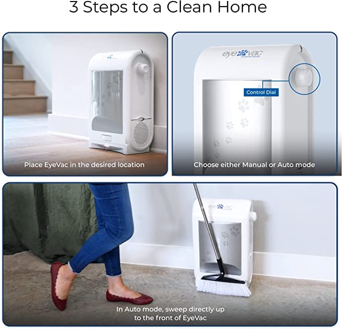 EyeVac Pro Touchless Vacuum Automatic Dustpan - Ultra Fast & Powerful - Great for Sweeping Salon Pet Hair Food Dirt Kitchen, Corded Canister Vacuum