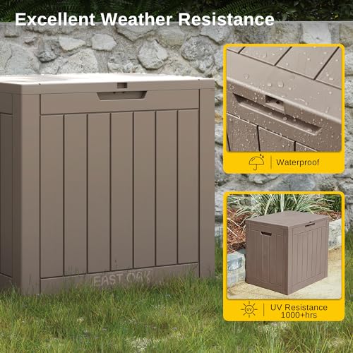 EAST OAK Outdoor Storage Box, 120 Gallon Deck Box with Stainless Steel Rods Large Resin Storage Bin for Patio Cushions, Garden Tools, Waterproof and