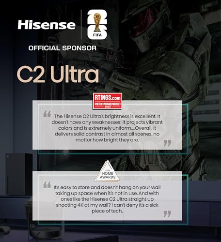 Hisense C2 Ultra, Triple Laser Smart Portable Projector, 4K UHD, 3,000 Lumens, 65 C 300, Dolby Vision, IMAX Enhanced, Sound by JBL, Netflix