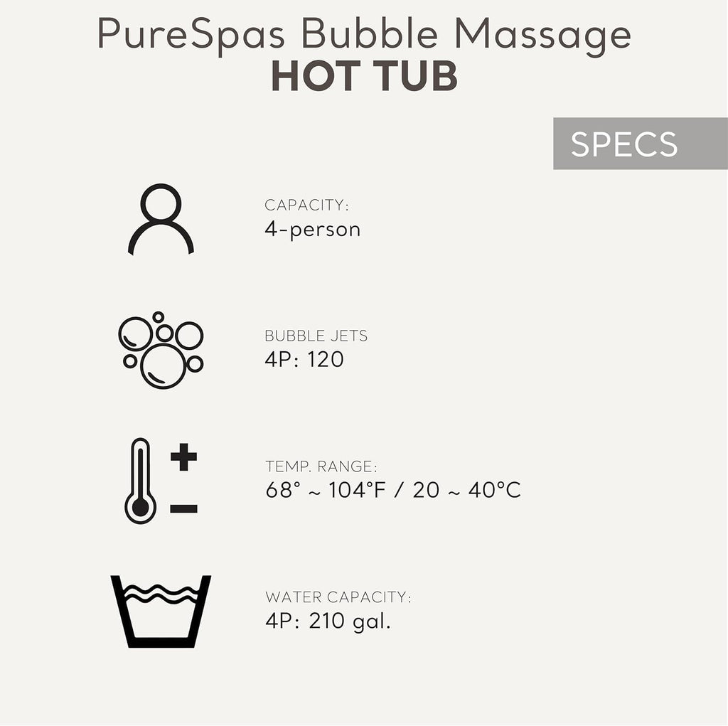 INTEX 28425EH PureSpa Bubble Massage Spa Set Outdoor Inflatable Portable Hot Tub, Includes Energy Efficient Spa Cover, Saltwater System Ready, 4