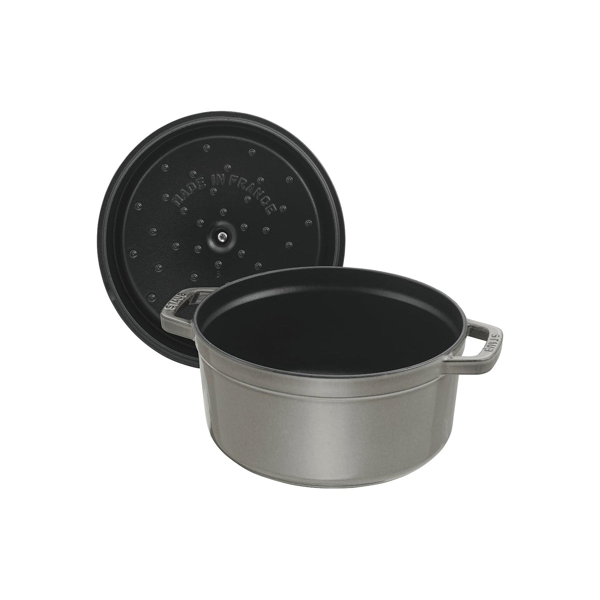 Staub Cast Iron 7-qt Round Cocotte - White Truffle, Made in France