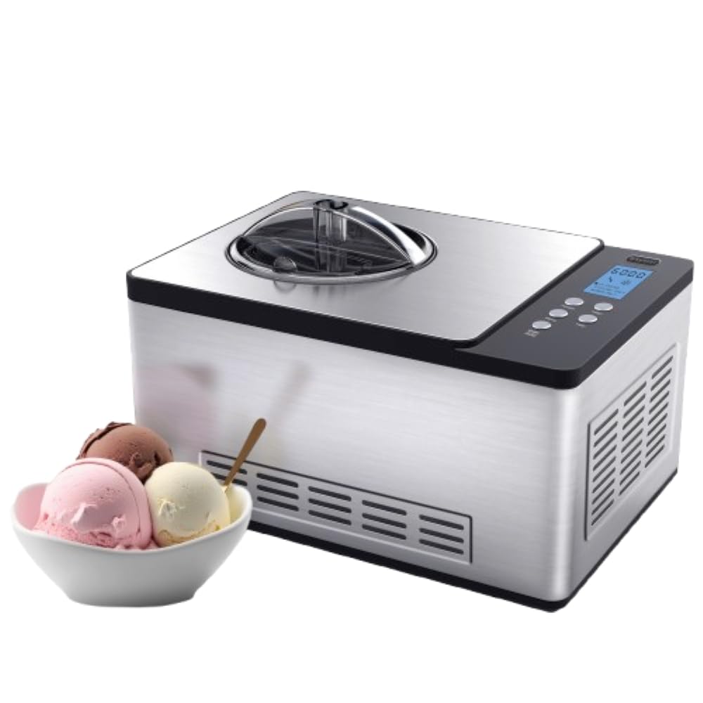 Whynter Ice Cream Maker Machine Automatic 2.1 Qt. with Built-In Compressor, LCD Digital Display & Timer, No Pre-Freezing, ICM-200LS, Stainless Steel