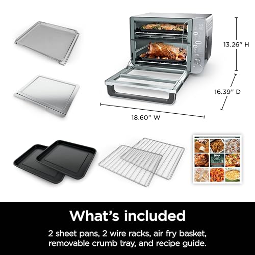 Ninja Air Fryer & Toaster Oven | Double Stack XL | Countertop Oven | 12-in-1 Fits 4.5lb Chicken & 6lbs of Wings | SmartFinish Cook 2 Different Meals