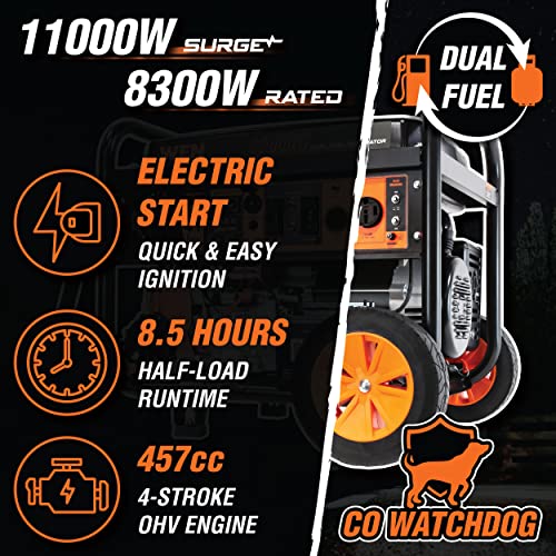 WEN 4,750-Watt 120V/240V Dual Fuel Portable Generator with Wheel Kit and Electric Start (DF475T)