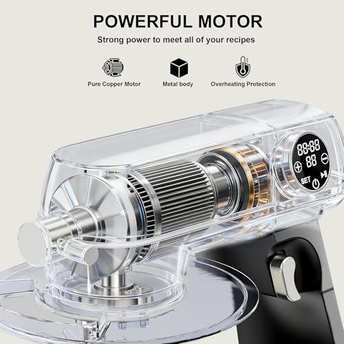 8.45 QT All Metal Stand Mixer,10 Speed Large Capacity Kitchen Mixer with Digital Timer & Tilt-Head, Electric Mixer with Whisk Dough Hook Mixing