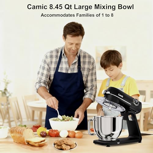 8.45 QT All Metal Stand Mixer,10 Speed Large Capacity Kitchen Mixer with Digital Timer & Tilt-Head, Electric Mixer with Whisk Dough Hook Mixing