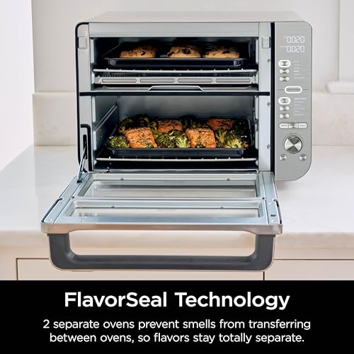 Ninja Air Fryer & Toaster Oven | Double Stack XL | Countertop Oven | 12-in-1 Fits 4.5lb Chicken & 6lbs of Wings | SmartFinish Cook 2 Different Meals