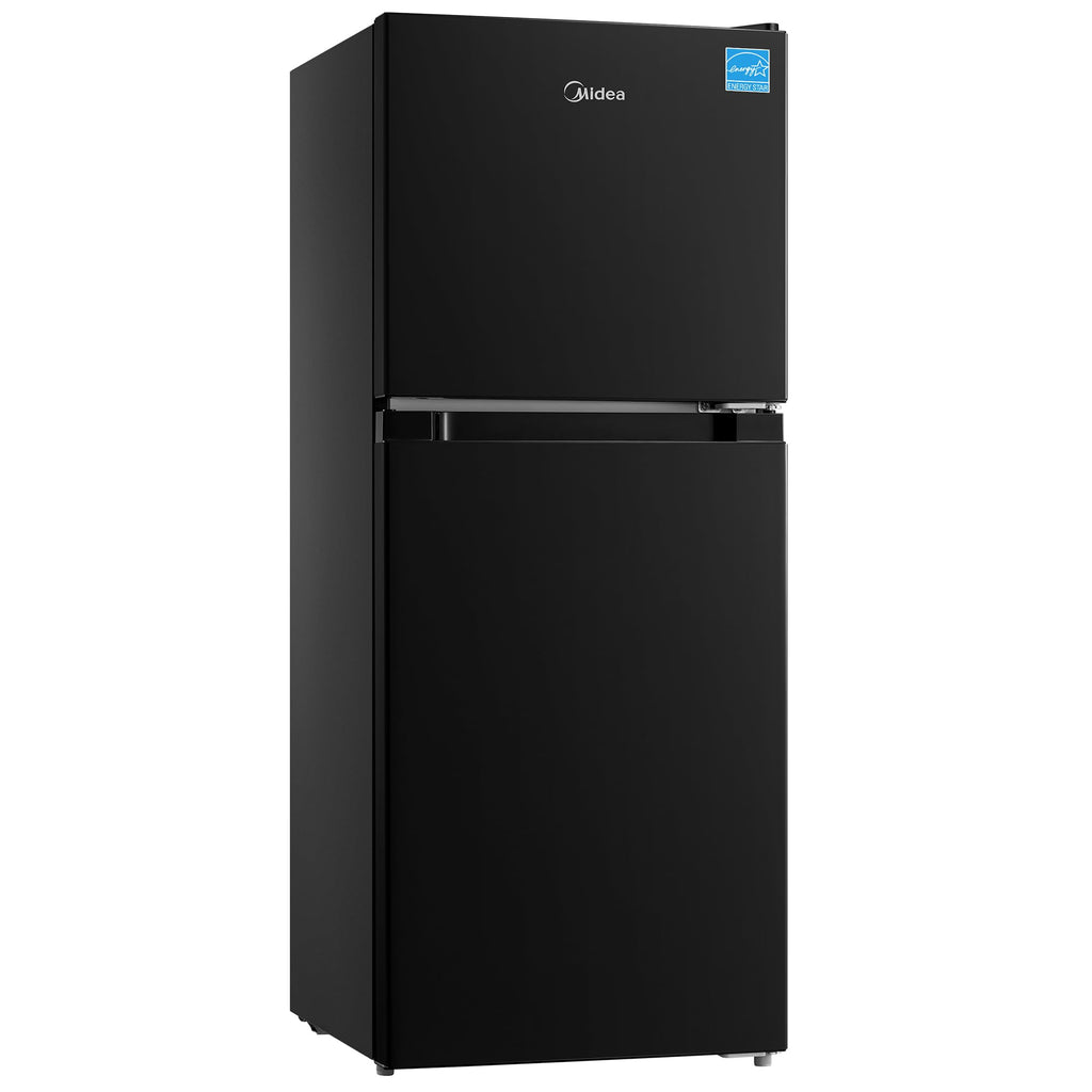 Midea WHD-113FB1 Double Door Mini Fridge with Freezer for Bedroom Office or Dorm with Adjustable Remove Glass Shelves Compact Refrigerator, 3.1 cu ft