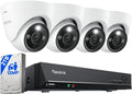 Reolink 12MP PoE Outdoor CCTV Camera System, H.265 8CH NVR met 2TB HDD voor 24/7 opname, 4X Dome IP Beveiligingscamera's met Persoon/Voertuigdetectie, Twee-weg Audio, Spotlights, RLK8-1200D4-A
