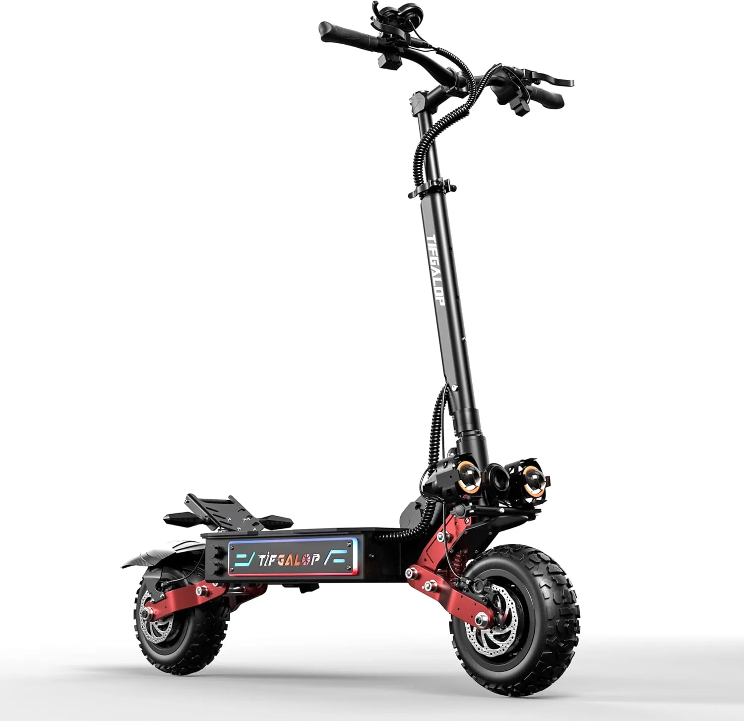 CL8 Elektrische step, twee motoren, 60 V 33 Ah batterij, twee schokdempers, mechanische schijfremmen, 28 cm (11 inch) terreinbanden, opvouwbaar.