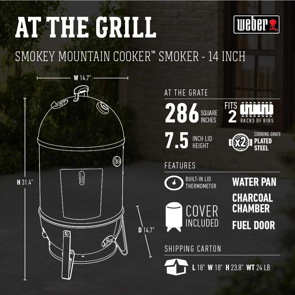 Weber 22-inch Smokey Mountain Cooker, Charcoal Smoker