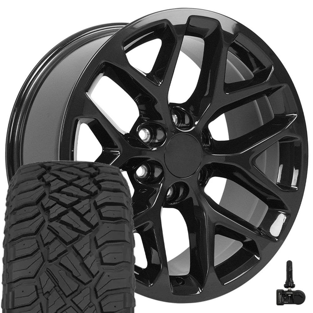 OE Wheels CV98B 22x9 Set(4) Black 6x139.7 & Sailun Tires