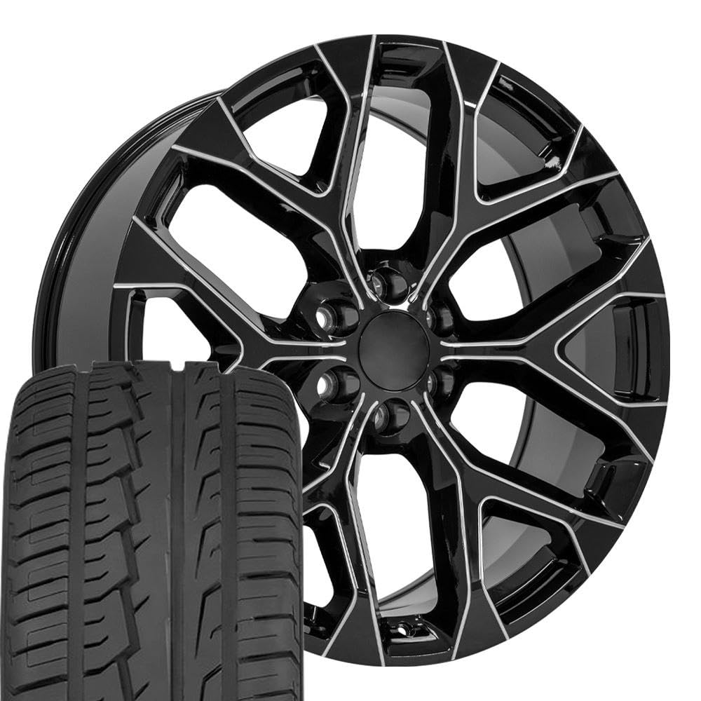 OE Wheels CV98B 22x9 Set(4) Black 6x139.7 & Sailun Tires