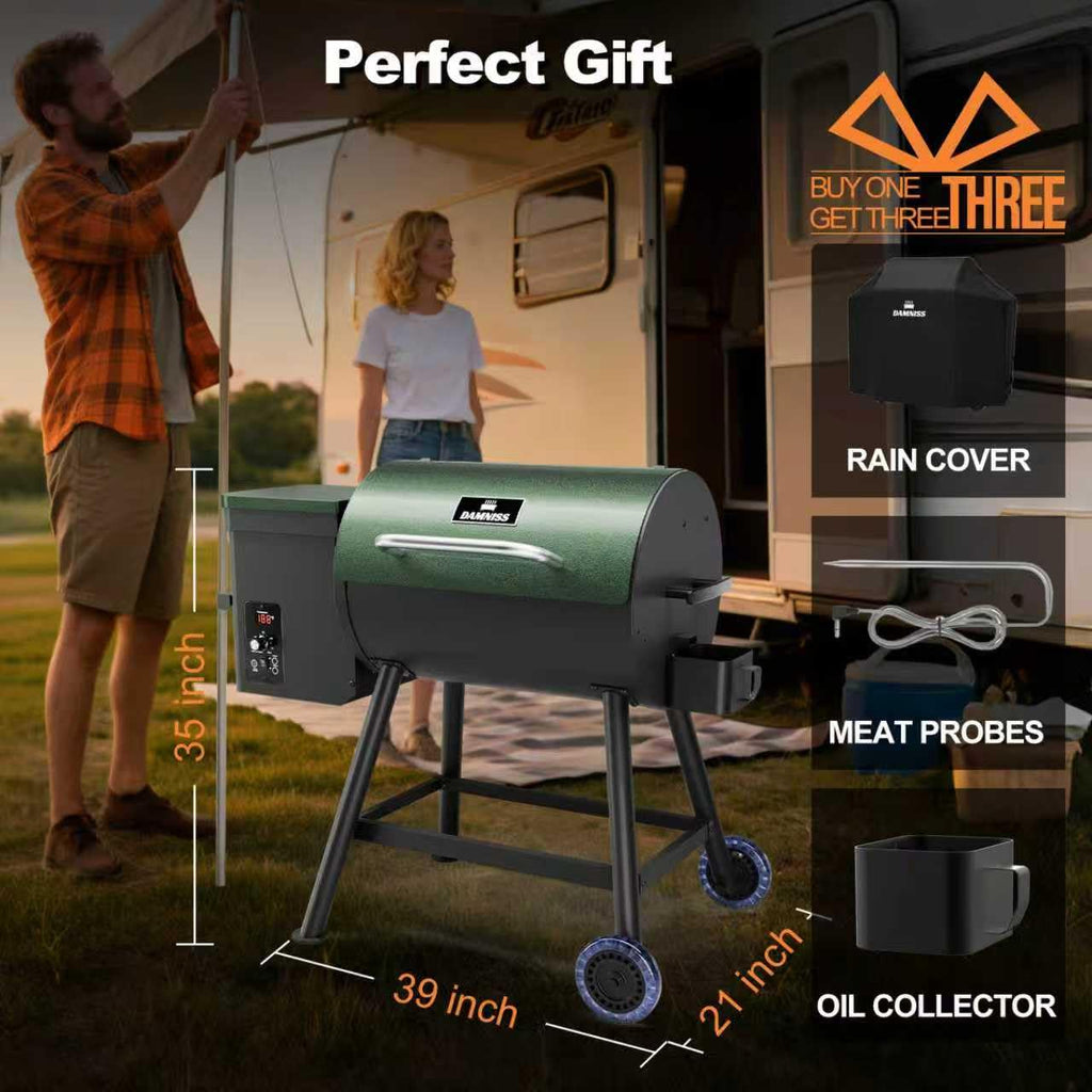 Pellet Smoker Grill Combo, 456 SQ.IN Cooking Area with PID Temperature Control (180-450F) Electric BBQ Meat Grills & Smokers, Patio Backyard for