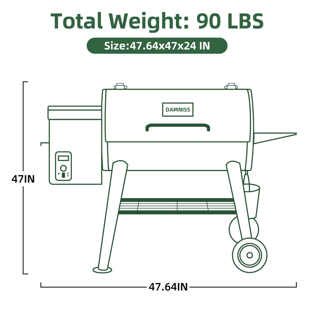 Pellet Smoker Grill Combo, 456 SQ.IN Cooking Area with PID Temperature Control (180-450F) Electric BBQ Meat Grills & Smokers, Patio Backyard for