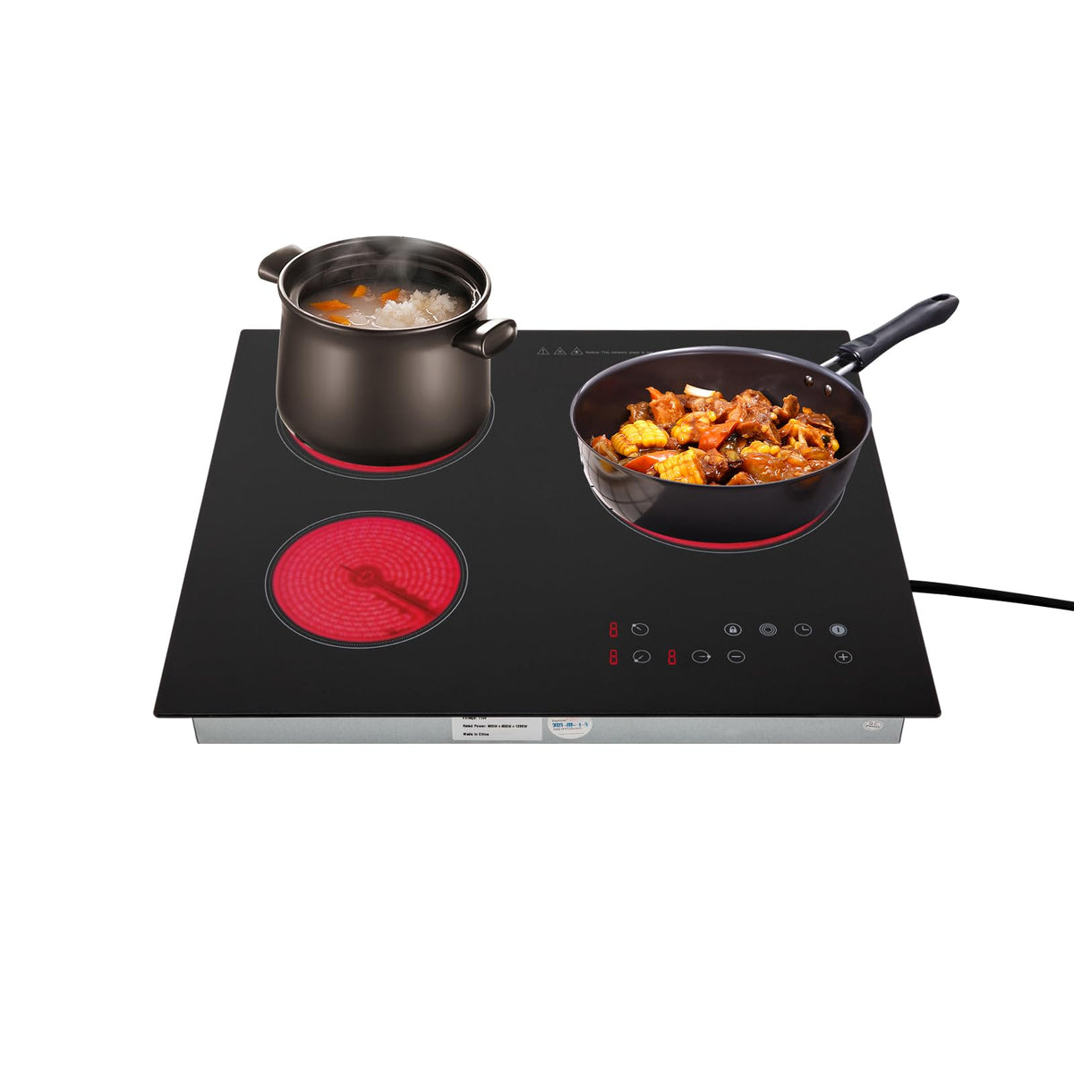 3000W 110V Cooktop Portable 4 Burners Electric Built-in Cooktop Sensor Touch Control Countertop Electric Hot Plate with Kid Safety Lock and 2H Timer